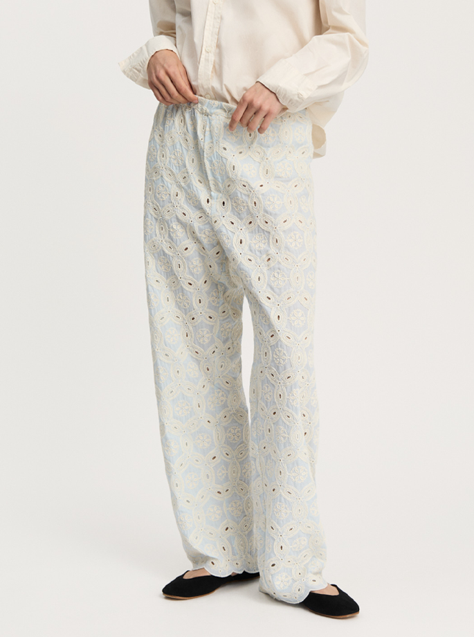 Aiayu - Ava Broderet Bukser Blue Eyes