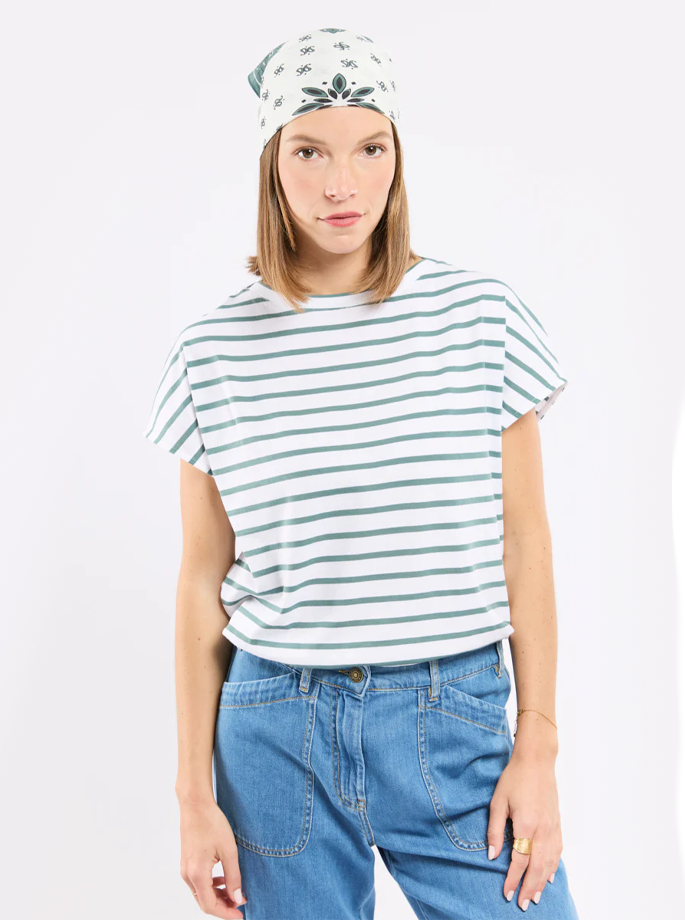 Armor Lux - tshirt White/Silver Pine Green