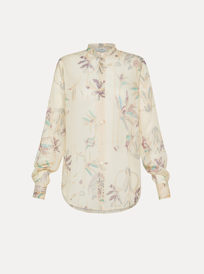 Forte Forte - My Shirt Voile Grandfather Sogni Print Avorio
