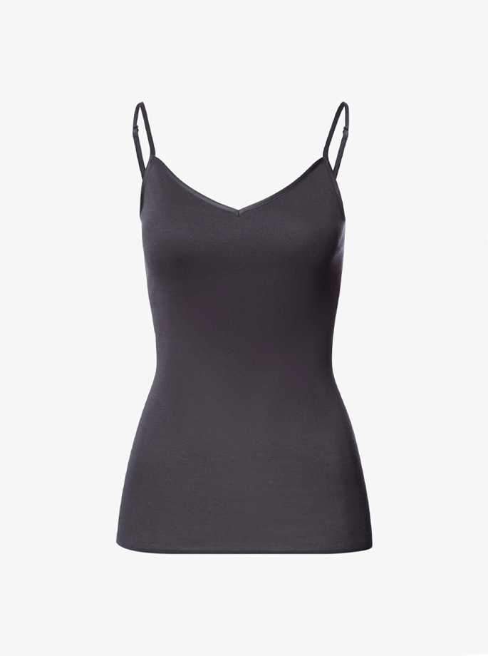 Hanro - Bomulds Top uden sømme Black Pearl/Dark Grey