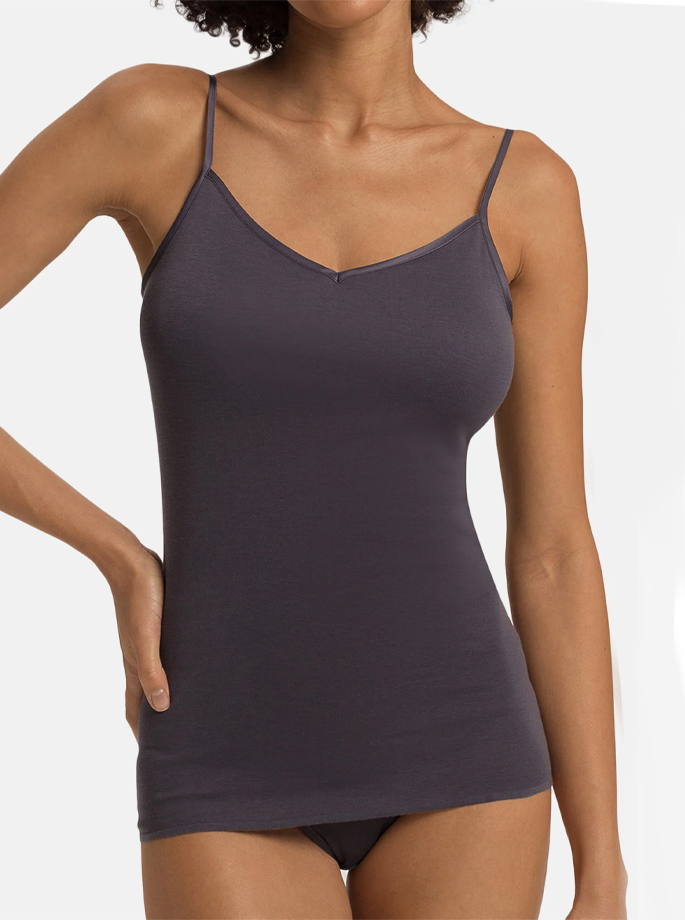 Hanro - Bomulds Top uden sømme Black Pearl/Dark Grey