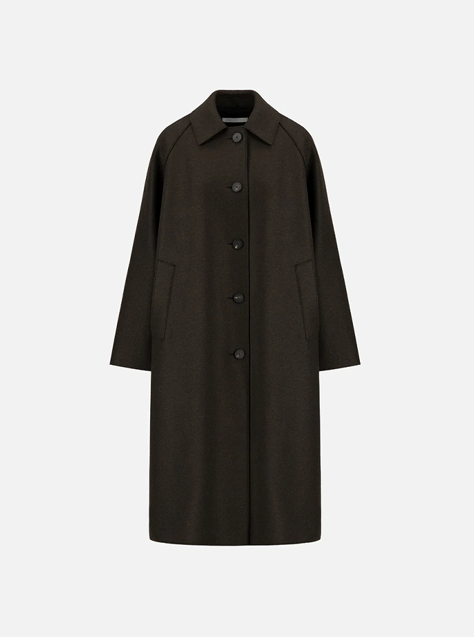 Harris Wharf - Balmacaan Pressed Wool Frakke Dark Brown