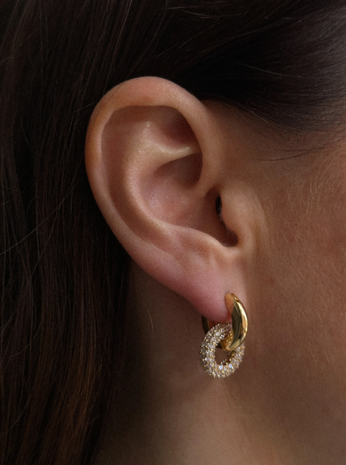 Pico - Emmeline Crystal Hoops Guldbelagt