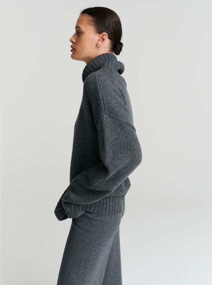Rhea - 94 Heavy Turtleneck Strik Grå