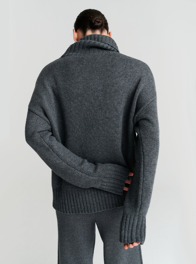 Rhea - 94 Heavy Turtleneck Strik Grå