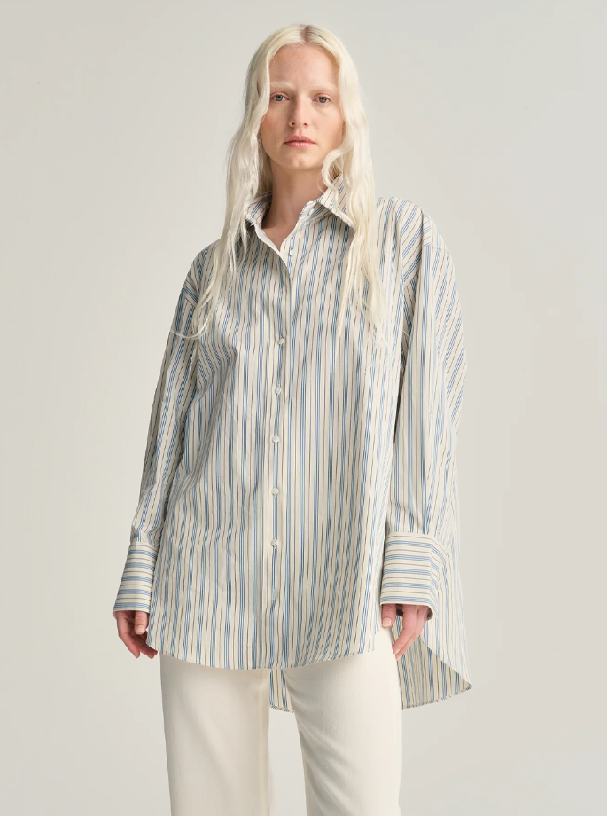 Rhea - 185 Skjorte Off White Stribet