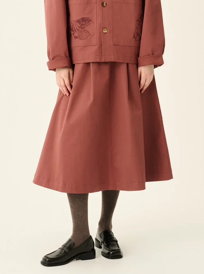 Rue De Tokyo - Pen Organic Twill Nederdel Berry Rose