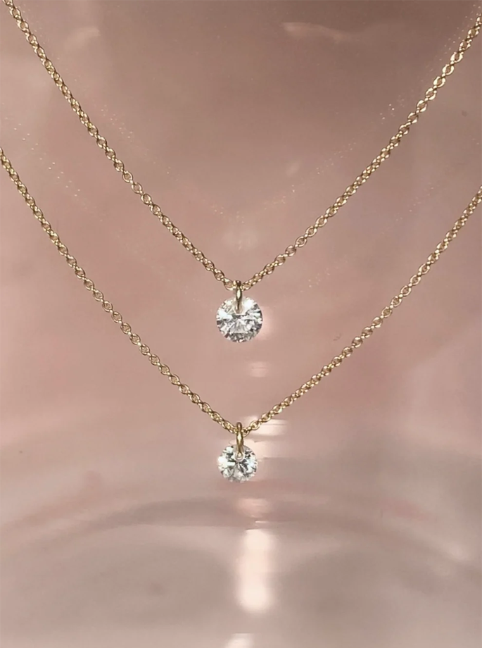 YABSTUDIO - Floating gem white goldplated