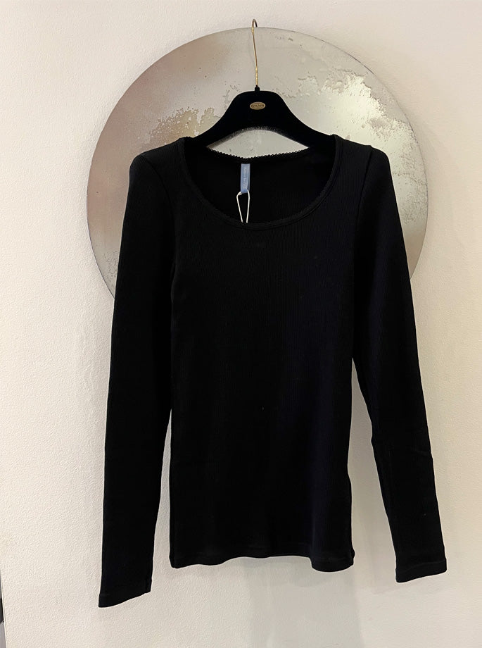 Armor Lux - sort bluse i uld og silke