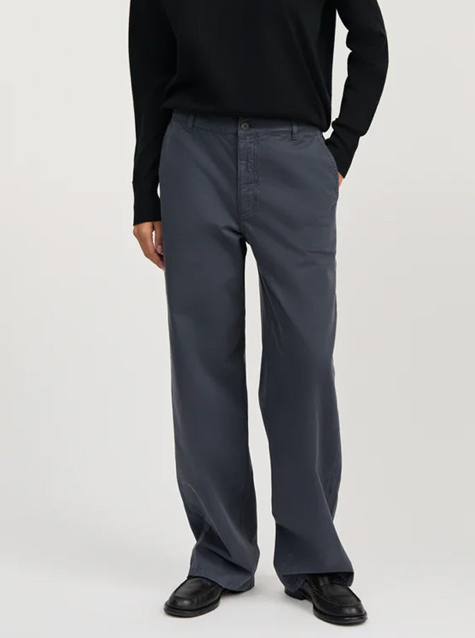 Aiayu - Carlo Midwaist Wide Cotton washed slate grå/blå