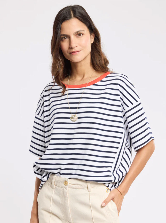 Armor Lux - Sailor Skjorte White/Seal Navy/Carminio