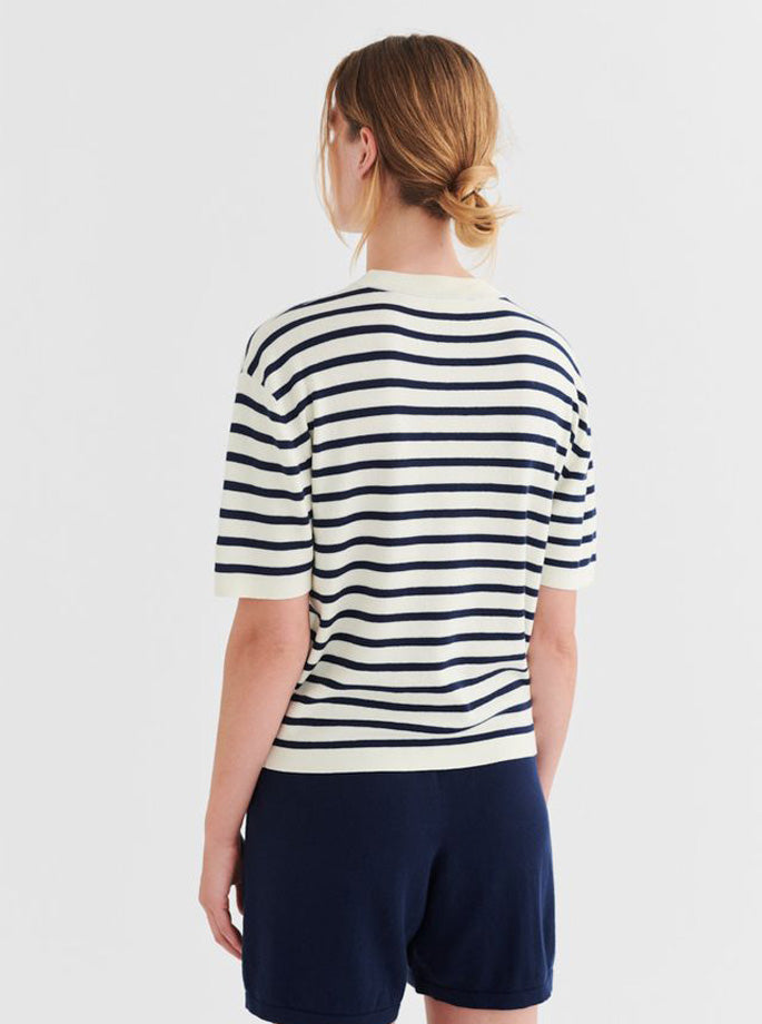 Fub - Stribet T-Shirt Ecru/Dark Navy