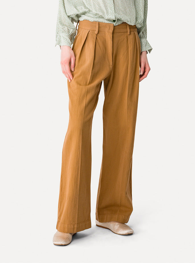Forte Forte - My Pants Fluid Cotton Bull Sartorial MidWaist Noisette
