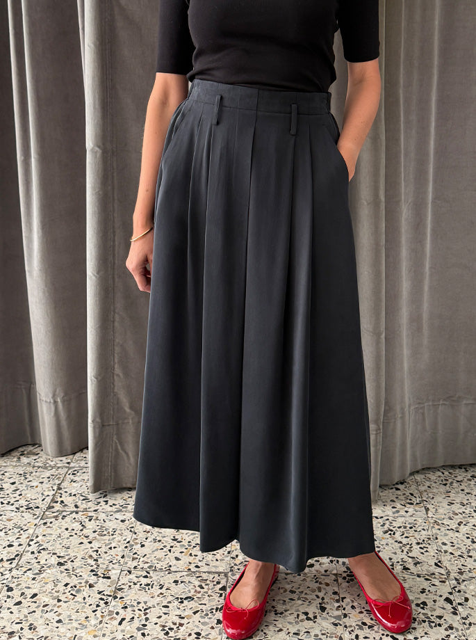 Forte Forte - Cupro Midi Skirt black
