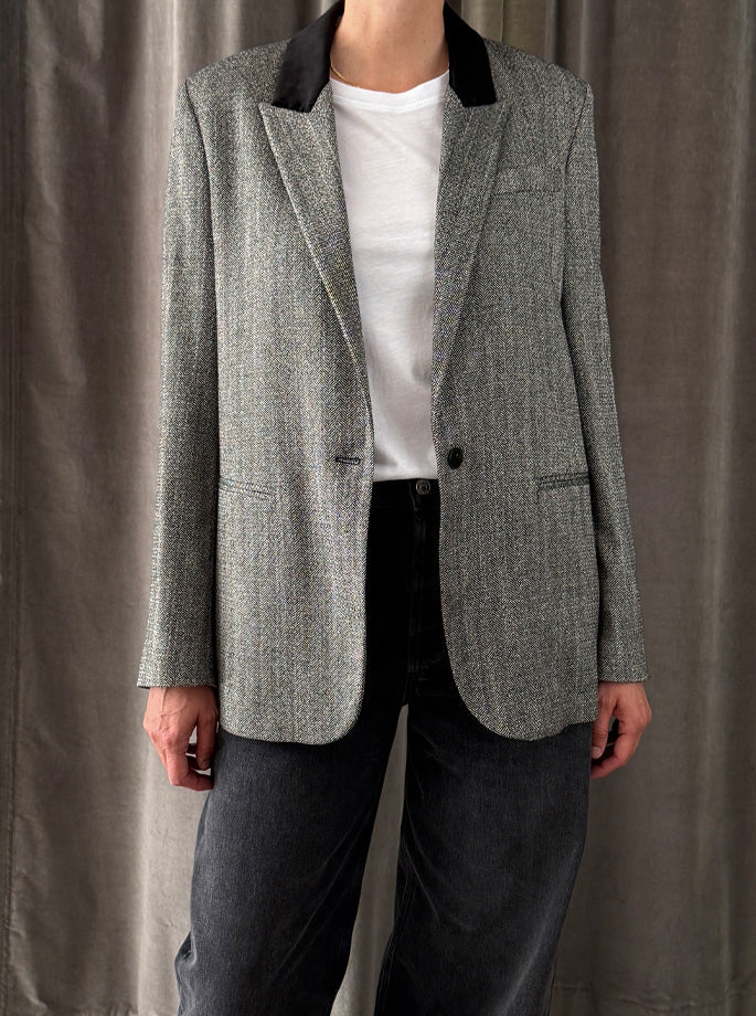 Forte Forte - My Jacket Velvet Collar Blazer sort/grå