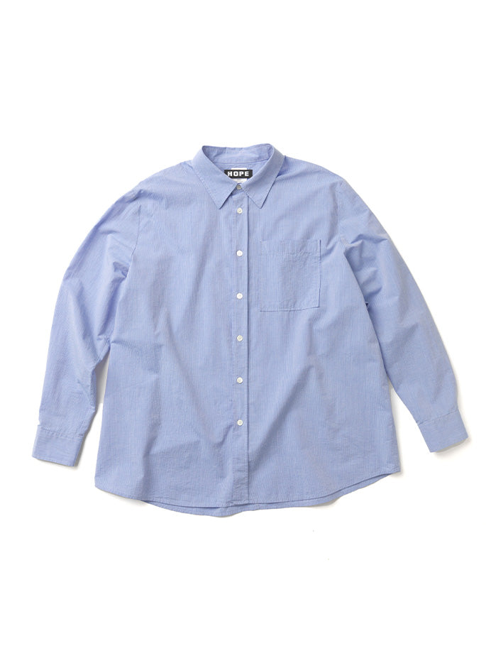 Hope - Elma Edit Shirt Mid Blue Micro Stripe
