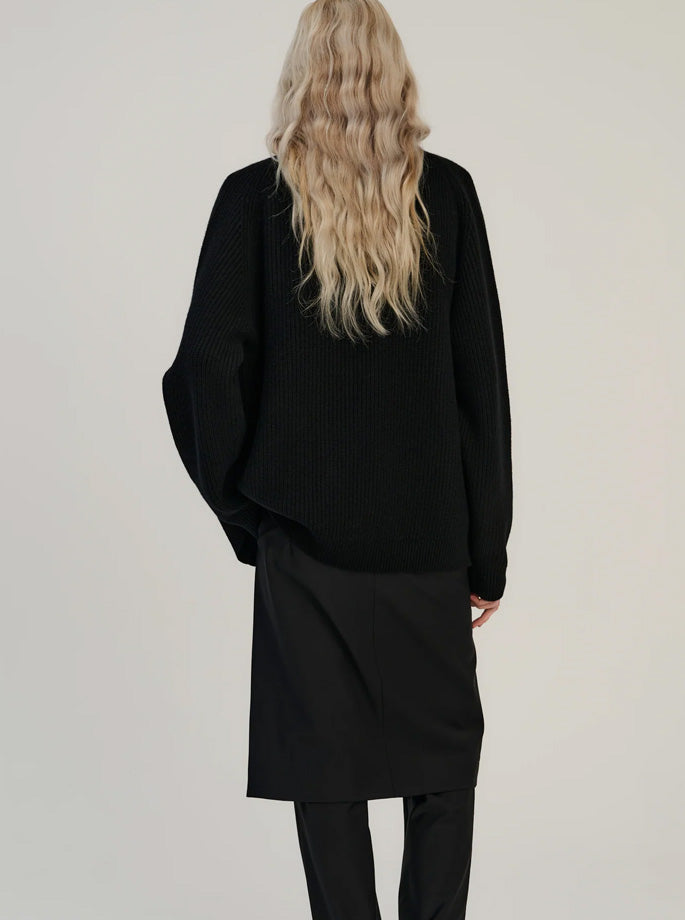 Rhea - Rib Cardigan Wool & Cashmere sort