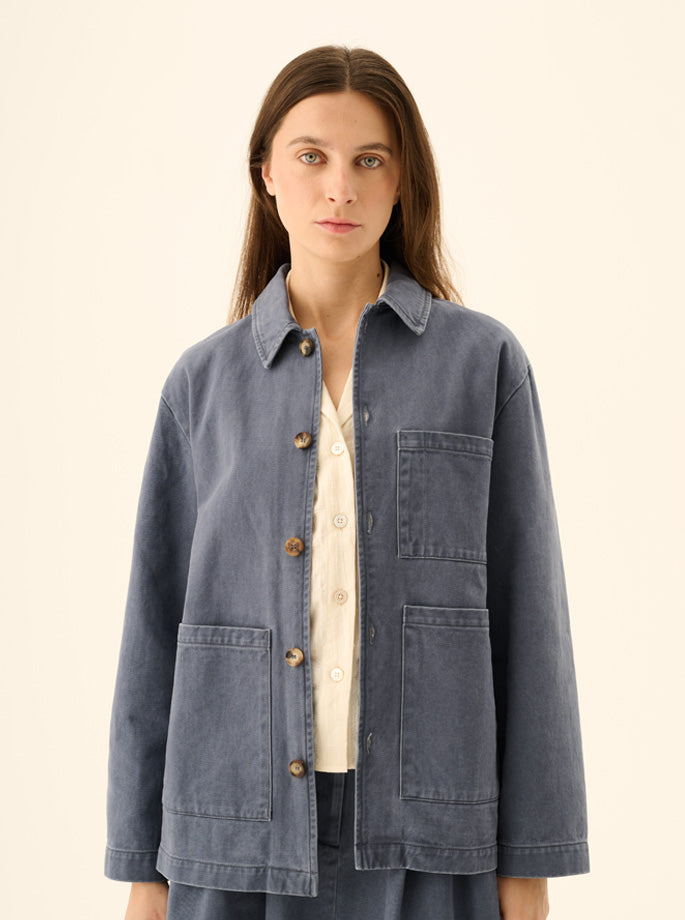 Rue de Tokyo - Cameron Faded Twill jakke i soft blå
