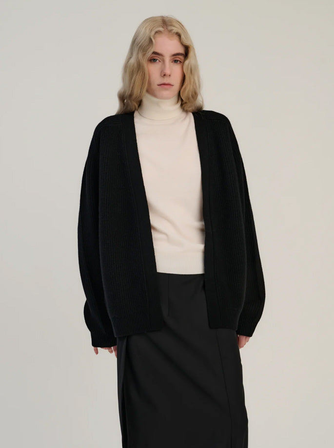 Rhea - Rib Cardigan Wool & Cashmere sort
