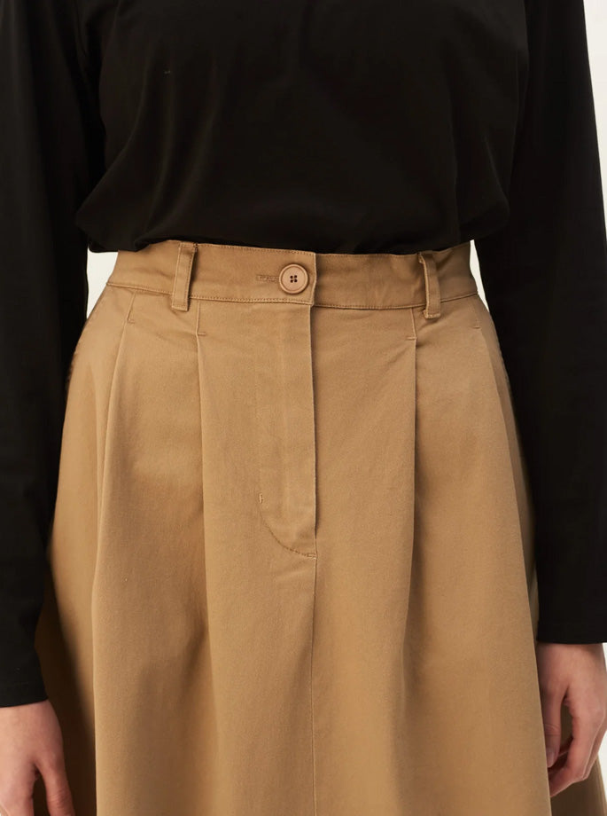Rue De Tokyo - Pen Pre Dyed Twill Nederdel Light brown