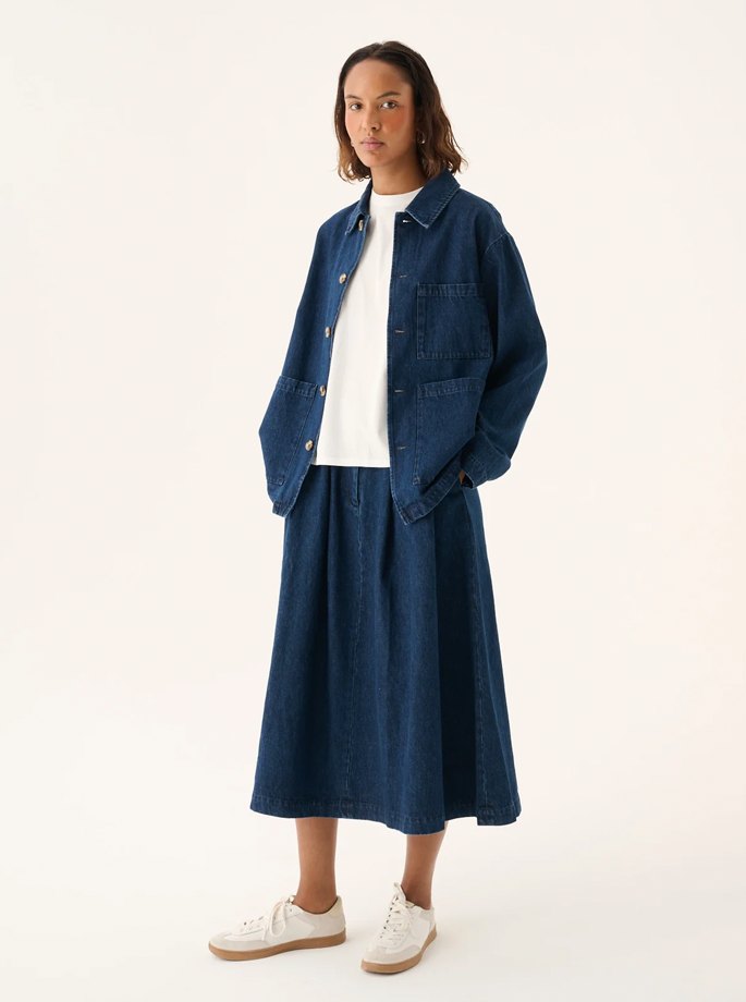 Rue De Tokyo - Pen Heavy Denim Nederdel Dark Denim