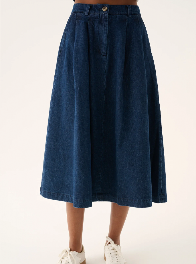 Rue De Tokyo - Pen Heavy Denim Nederdel Dark Denim