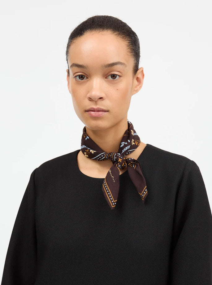 Skall Studio - floral scarf dark brown