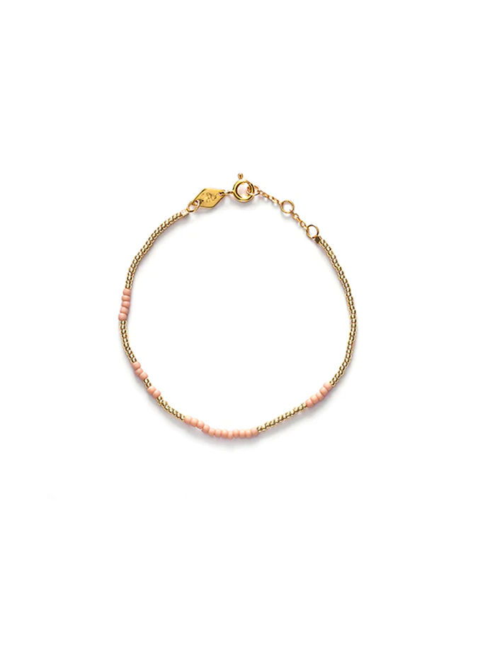Anni Lu - Asym Bracelet Soft Rose - glasperler, facetterede glasperler. Messing er forgyldt med 18 karat guld + e-belægning - ES Webshop