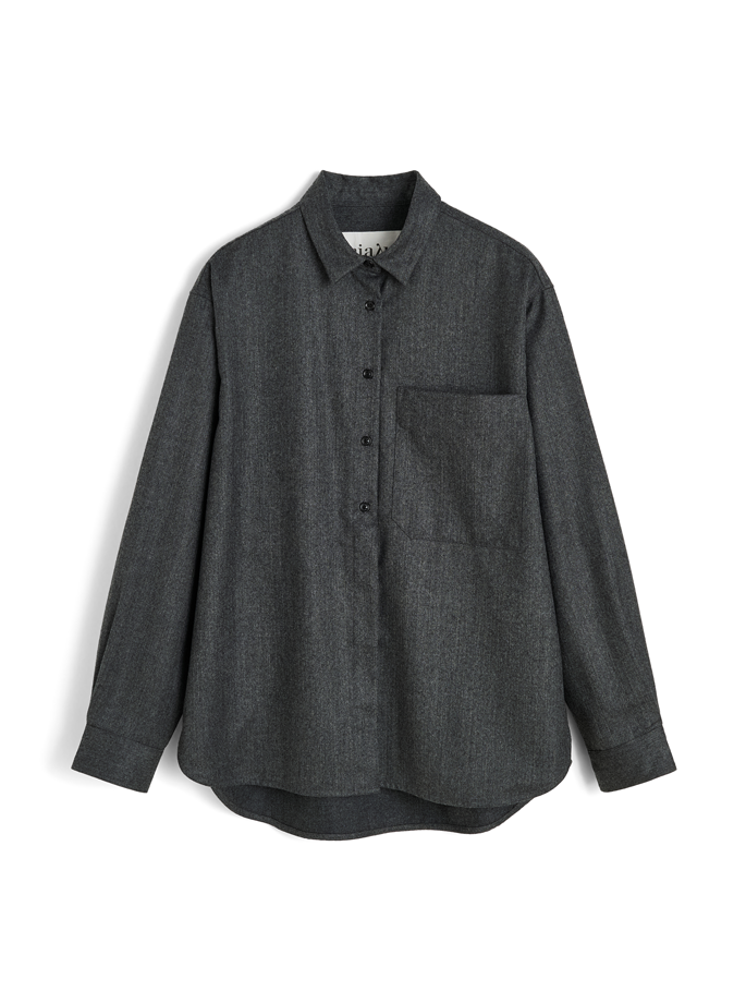 Aiayu - Lynette Skjorte Fine Wool Dark Grey