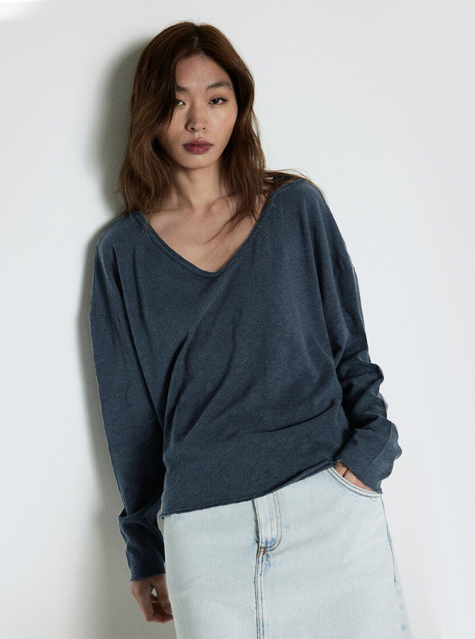 American Vintage - Sonoma Bluse Navy Blue Vintage