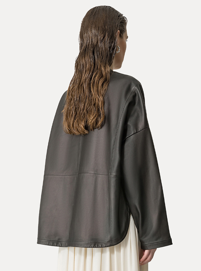 Forte Forte - My Jacket Læder Kimono Abisso