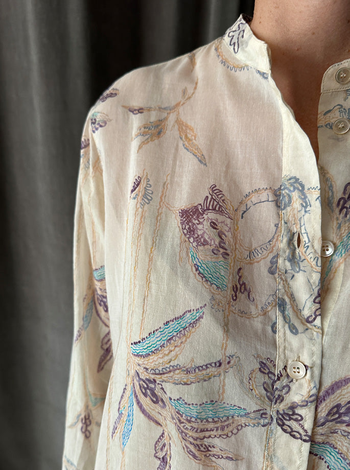 Forte Forte - My Shirt Voile Grandfather Sogni Print Avorio