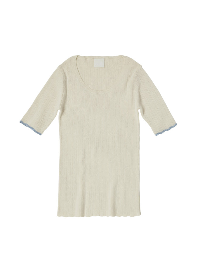 Fub - Lace T-Shirt Ecru - Organic Fashion - ES Webshop