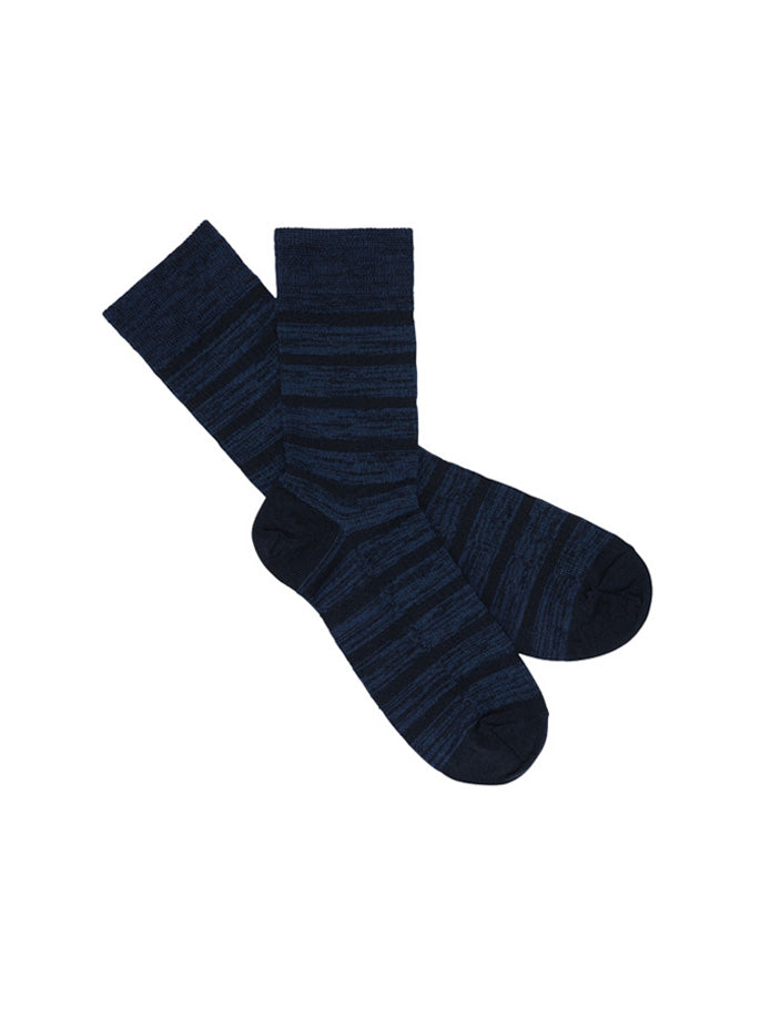 Fub - Melange Striped Socks Royal Blue/Dark Navy