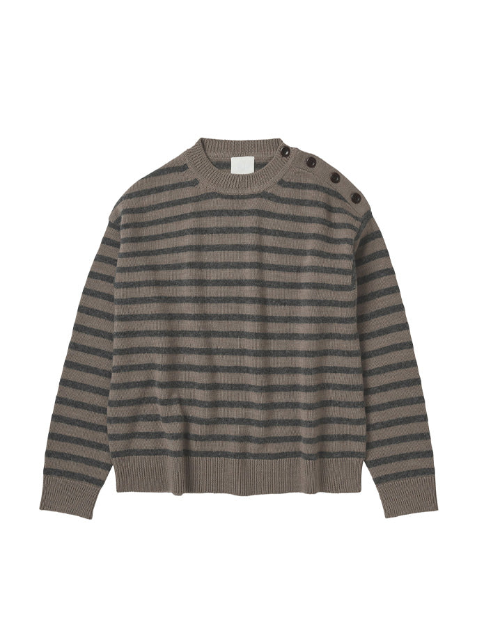 FUB - Striped Crewneck Hazel/Grey - Organic Fashion - ES Webshop