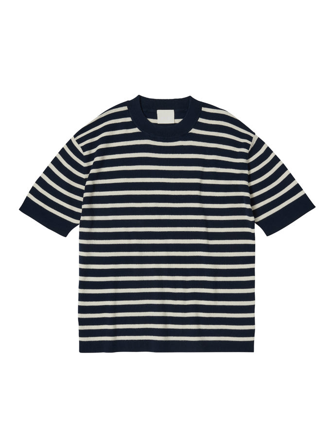 Fub - Striped Tee Dark Navy/Ecru - Organic Fashion - ES Webshop