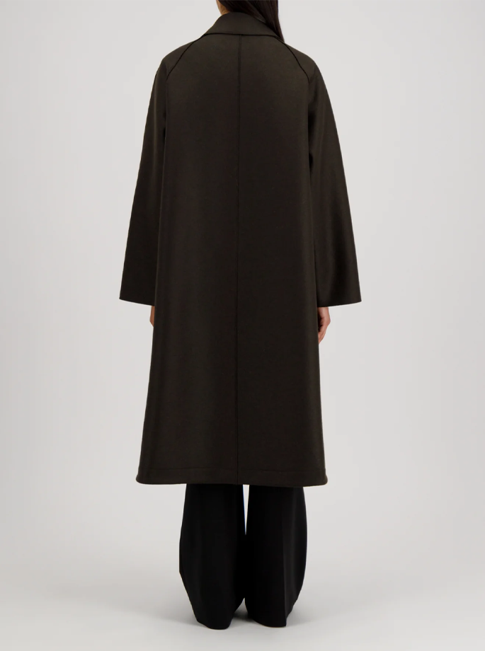 Harris Wharf - Balmacaan Pressed Wool Frakke Dark Brown