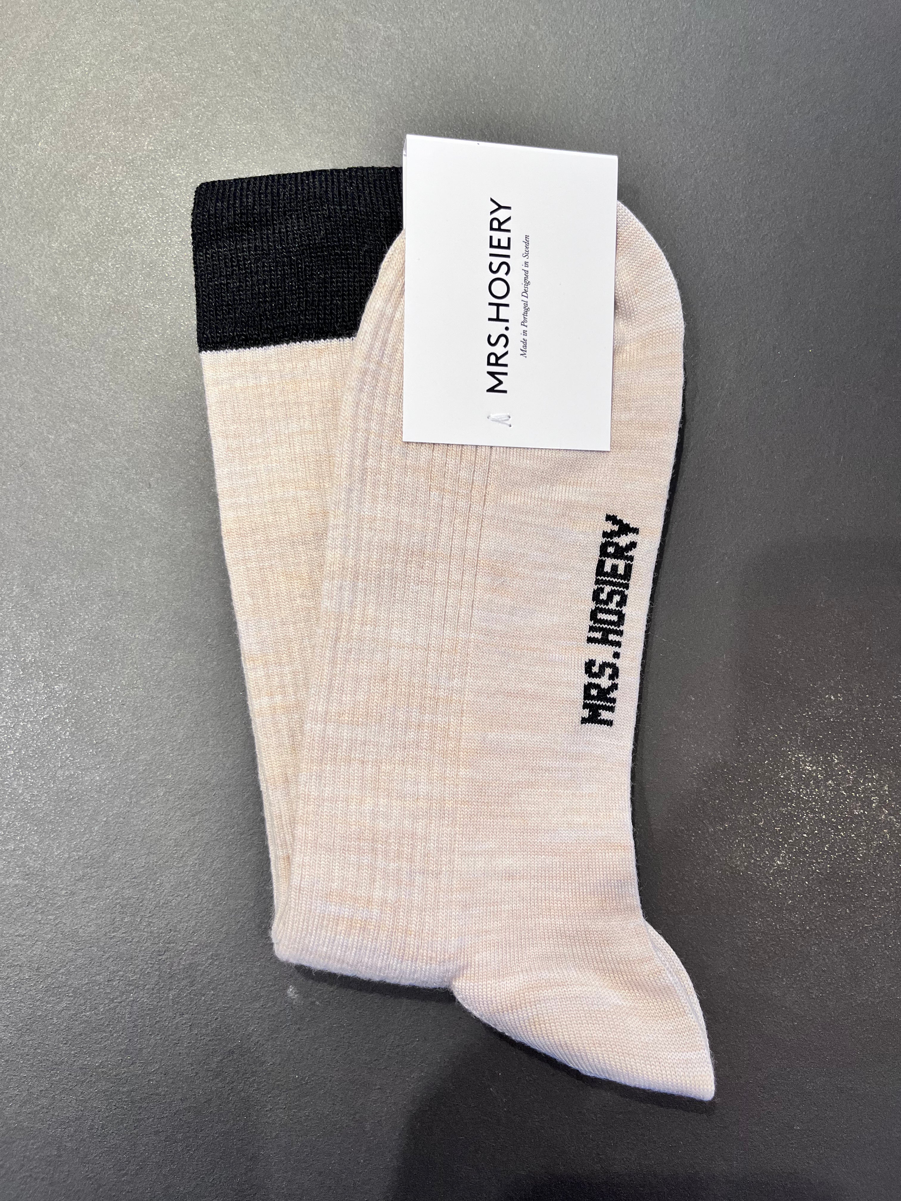 Mrs. Hosiery - Merino Strømper beige/black