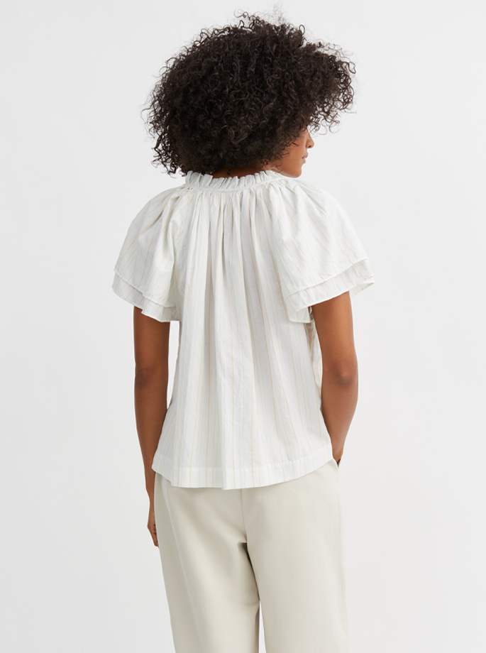 Skall Studio - Grace Blouse White/Yellow Dobby Stripe