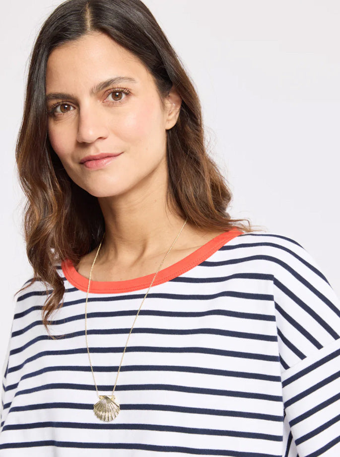 Armor Lux - Sailor Skjorte White/Seal Navy/Carminio