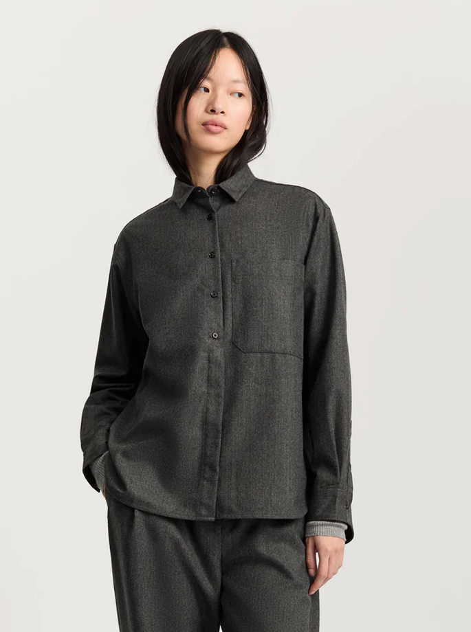 Aiayu - Lynette Skjorte Fine Wool Dark Grey
