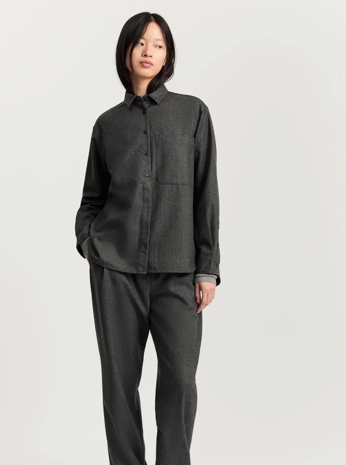 Aiayu - Lynette Skjorte Fine Wool Dark Grey