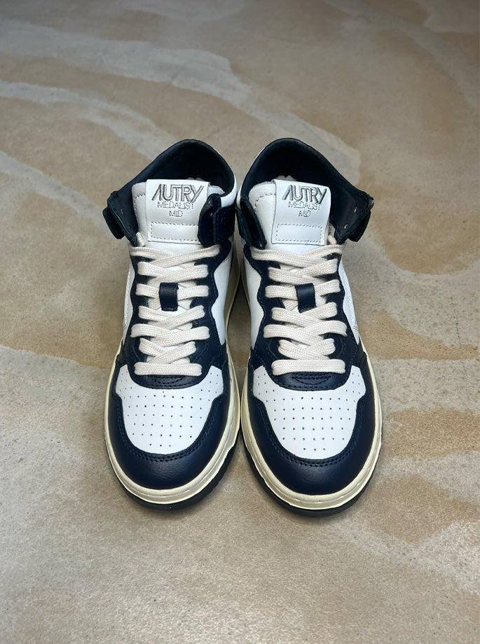 Autry Sneakers - Medalist Mid Sneakers Leather Hvid/Mørkeblå
