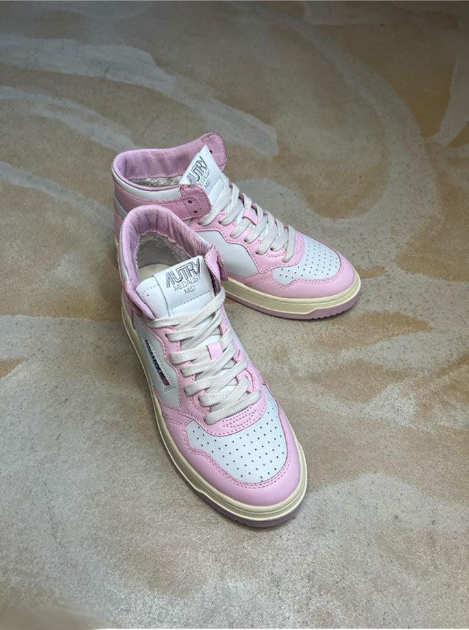 Autry Sneakers - Medalist Mid Sneakers Leather Hvid/Pink