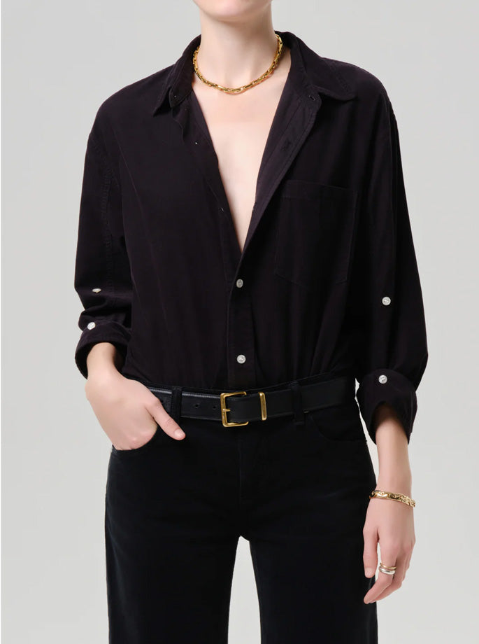 Citizens of Humanity - Kayla Shirt - Fløjl - Charcoal