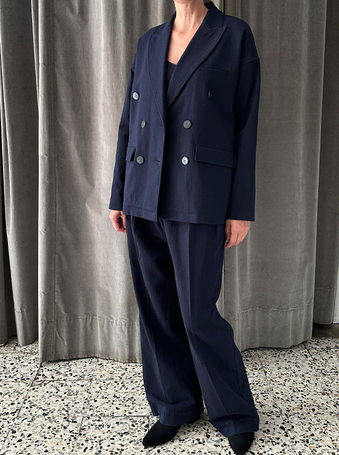 Forte Forte - My Jacket Cotton Viscose Doublebreasted Blazer Notte