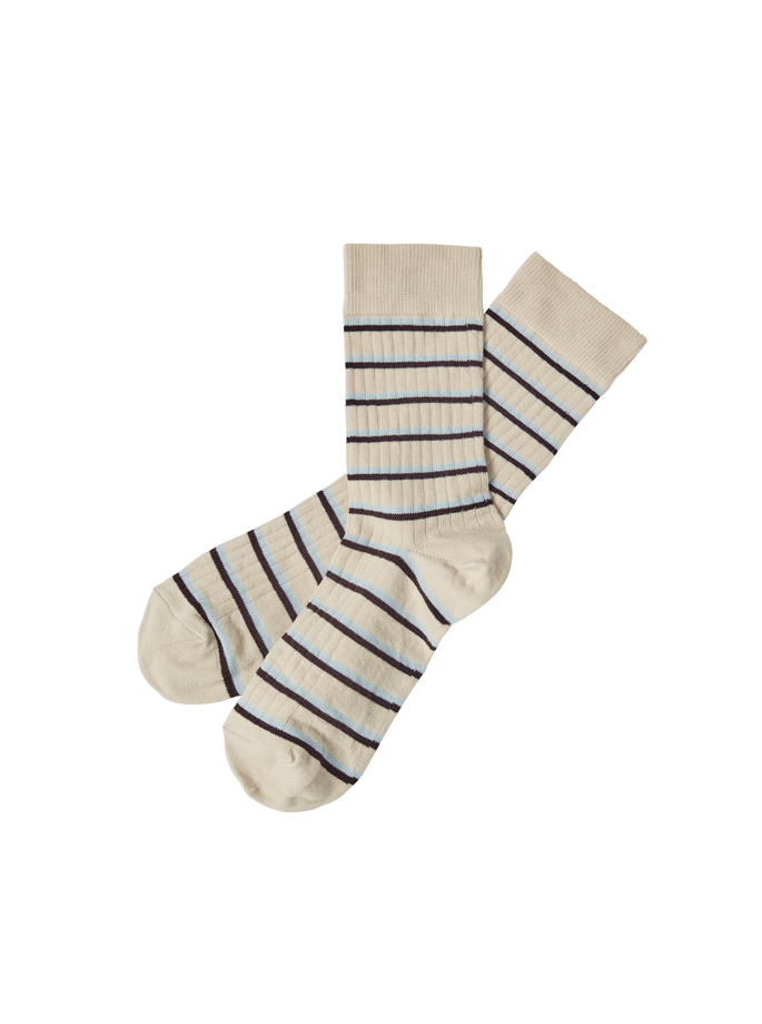 Fub - Thin striped Socks Mulberry / cloud