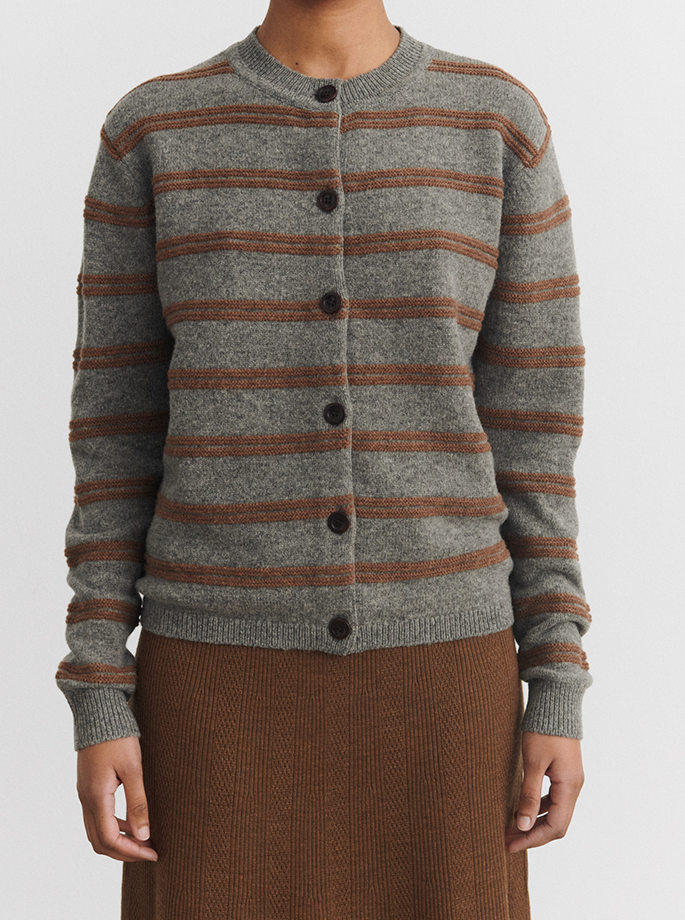 Fub - Lambswool Cardigan steel melange/hazel melange