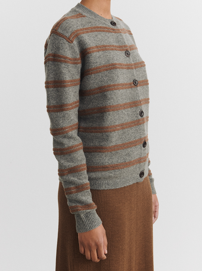Fub - Lambswool Cardigan steel melange/hazel melange
