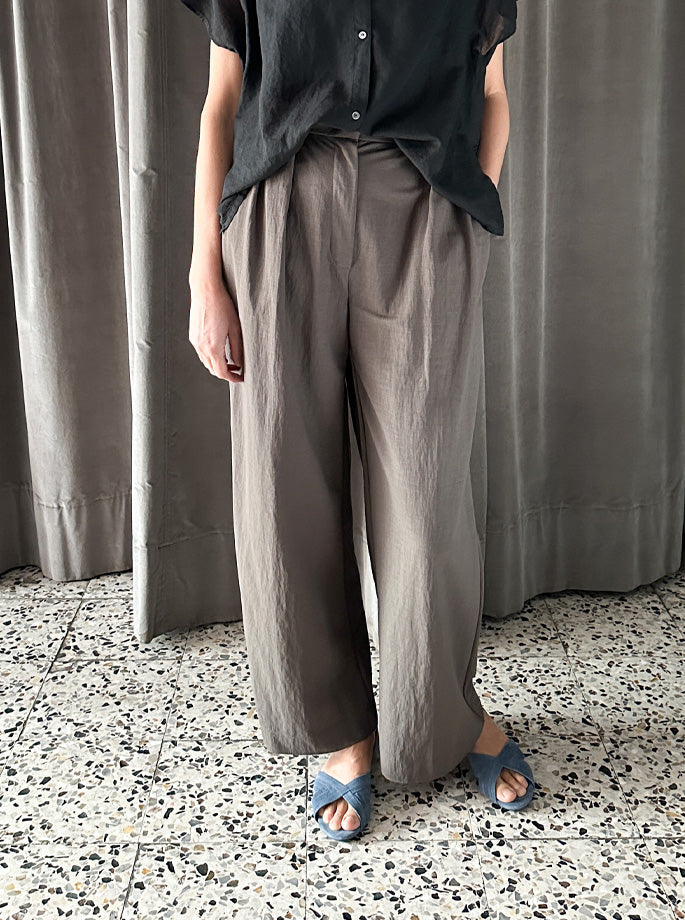 Harris Wharf - Pleated Bukser Ebony Grey